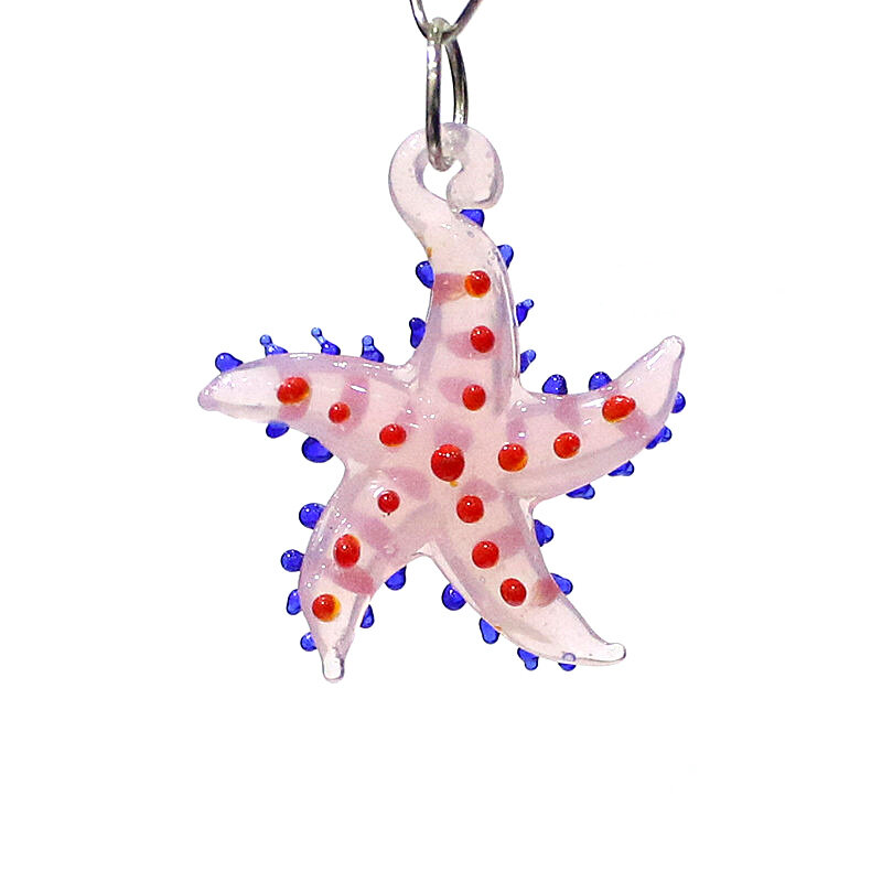 Cute Marine Animal Starfish Charm Mini Glass Sea Star Pendant Ornament for Diy Jewelry Necklace Accessories or Aquarium Decor