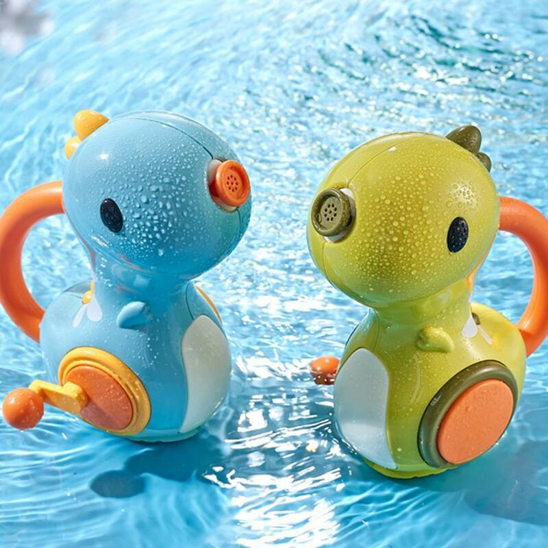 유아용 핸드 크랭크 공룡 목욕 장난감, 물 스프레이, 배터리 없이 재미있는 장난감