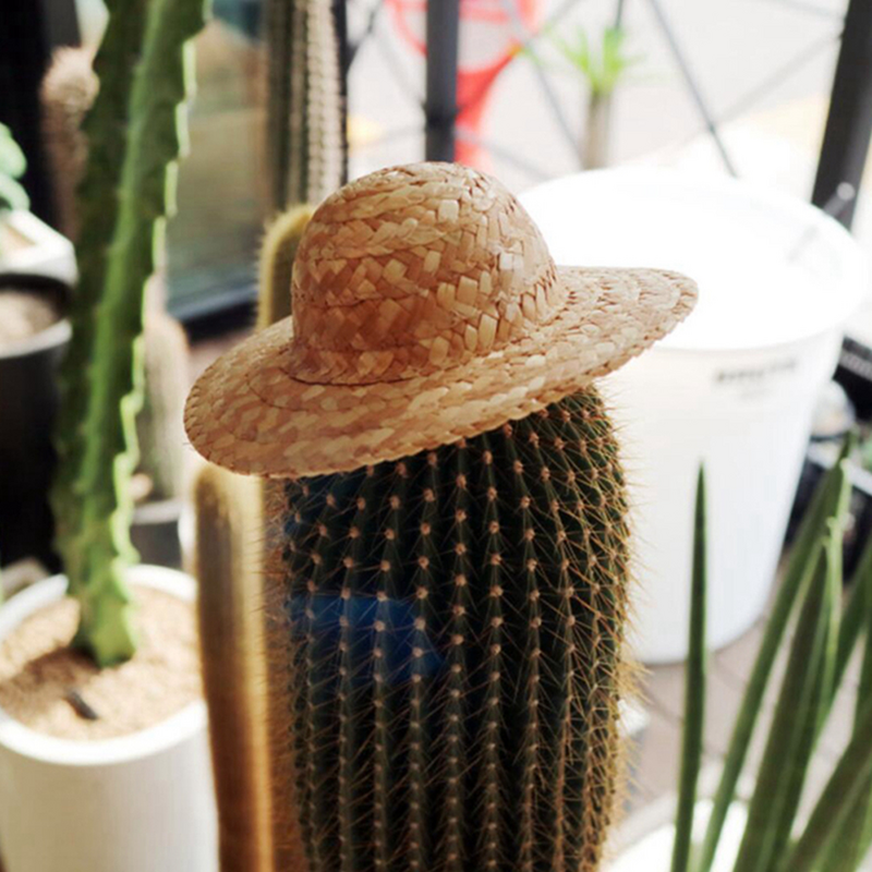 Mini sombrero de paja hecho a mano, tejido a mano, delicado, decorativo, 20 piezas