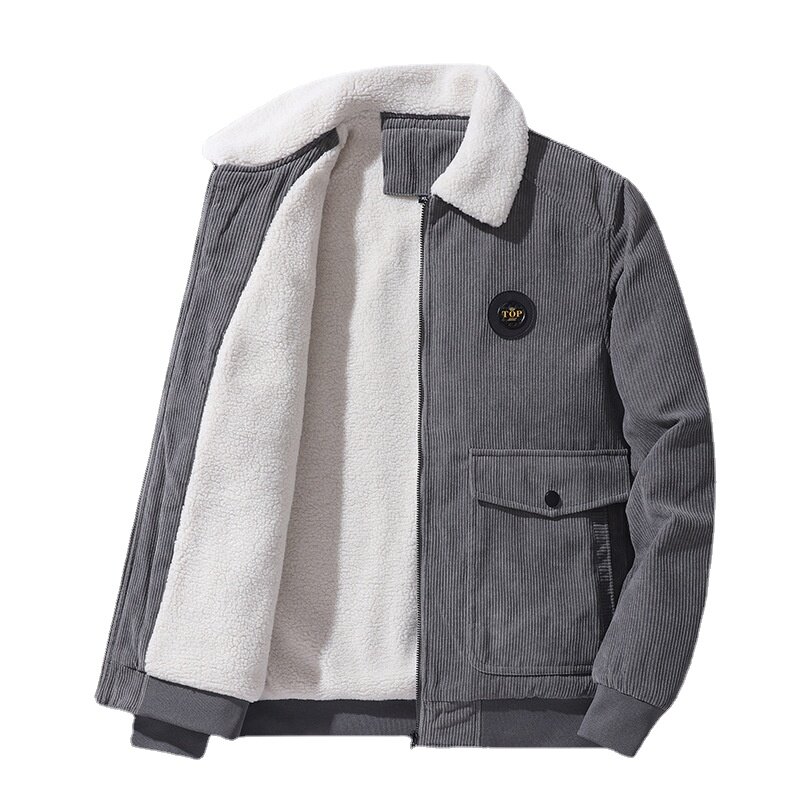 남성용 코듀로이 겨울 코트, 플리스 다운 재킷, 캐쥬얼 재킷, 더 두껍고 따뜻한 파카, 짧은 위너 재킷, 5XL 사이즈, 새로운 패션