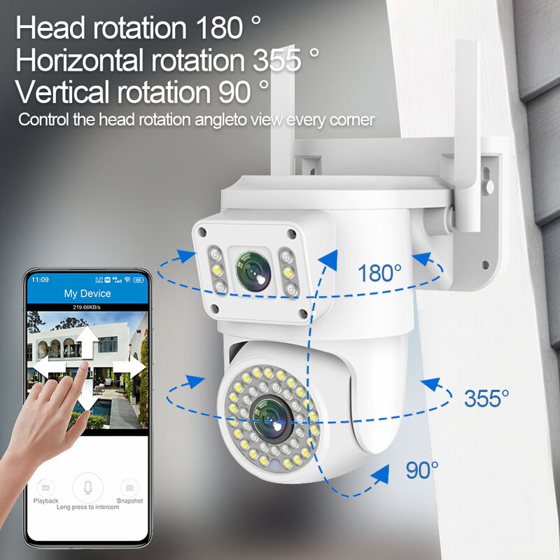 LLSEE-Câmera CCTV sem fio para segurança externa, rastreamento AI, visão noturna, Yoosee, Wi-Fi, colorida, PTZ, IP, 4MP,2K, ONVIF