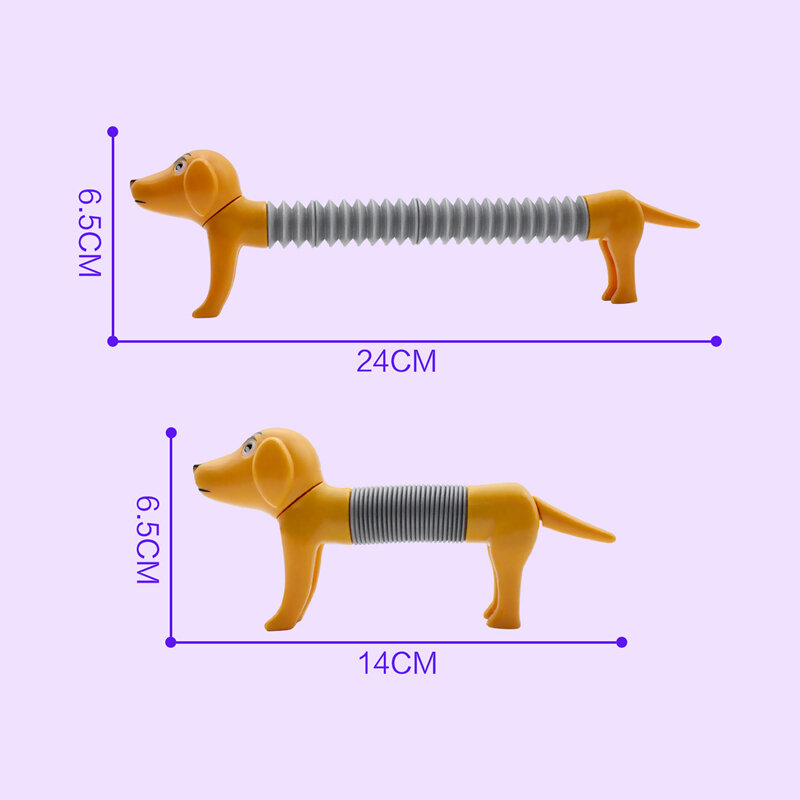 可愛らしい犬の格納式チューブプラスチック減圧おもちゃdiyストレッチ可能なスプリングスクイーズ犬ハンドフィジェットモデルのおもちゃ子供向けギフト