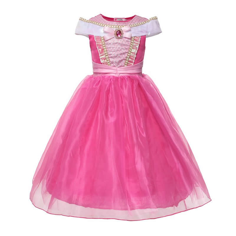 Disney Girls Princess Dress śpiąca królewna Aurora przebranie na karnawał karnawał urodziny różowe sukienki dla dzieci odzież stroje