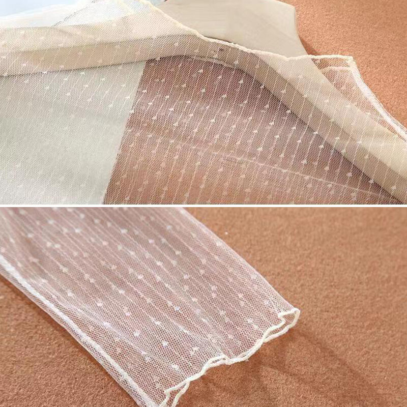 Atasan jaring Lengan Panjang kaus transparan tembus pandang untuk wanita seksi pakaian dalam tabir surya tipis kaus Pullover sifon atasan pendek