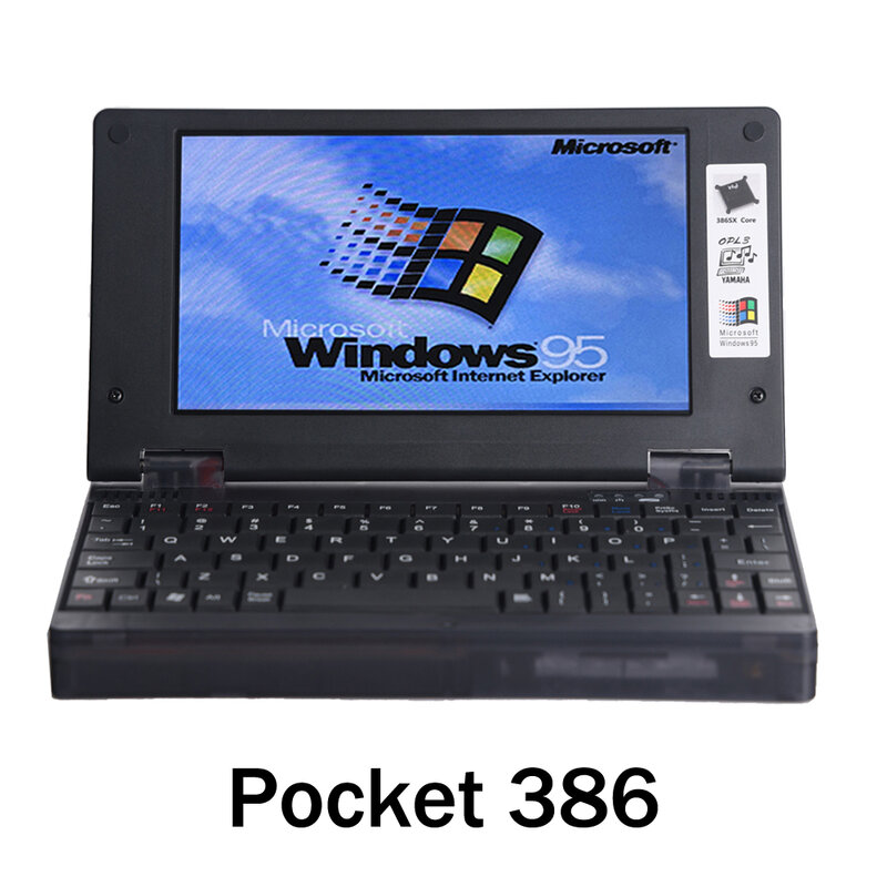 Bolso Retro Computador Notebook, Placa De Som, Tela IPS VGA, Mouse Integrado, 386 Windows95, Sistema DOS, OPL3