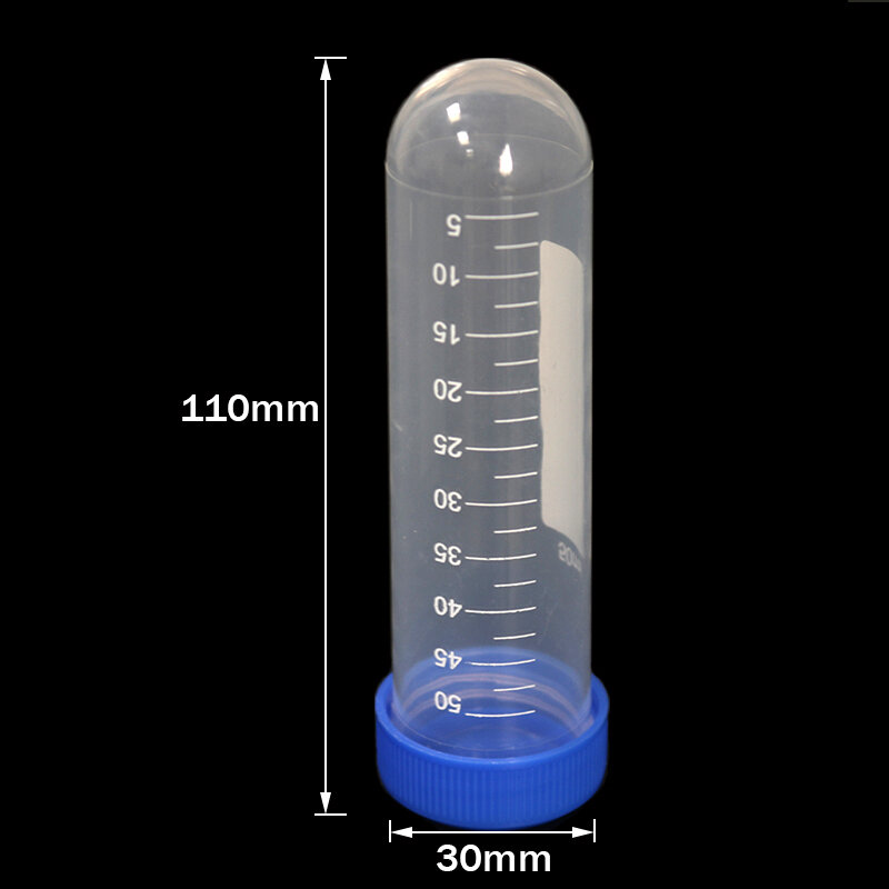 Parafuso de amostra de laboratório plástico, Fundo redondo, Tubo de ensaio com tampa de rosca, Tubo Centrífuga, 50ml, 15ml, 10 Pcs