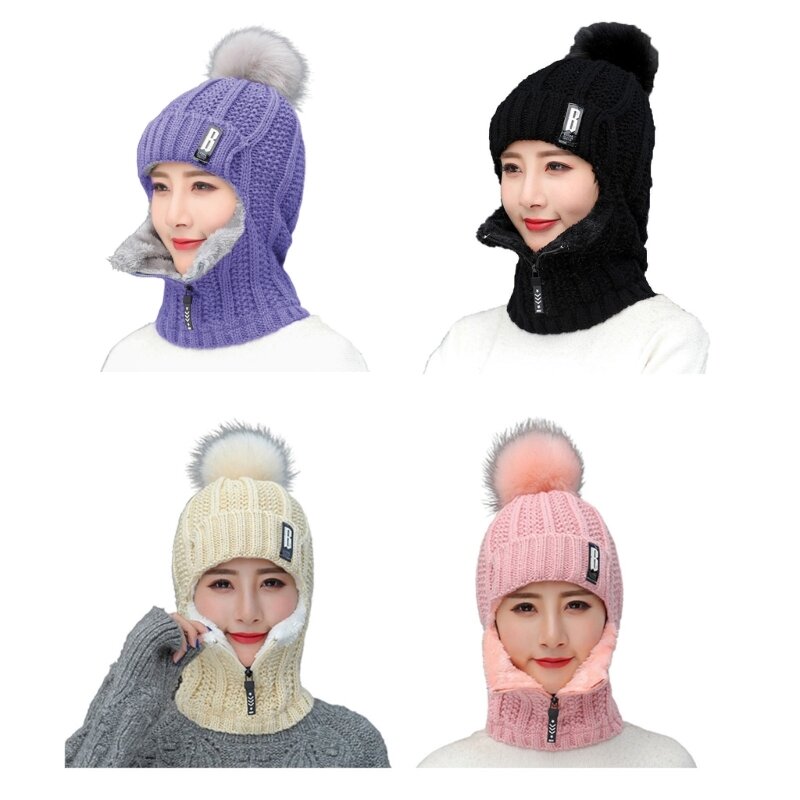 Winter Knitted Hats Unisex Knitted Warm Scarf Fleece Lining Winter Autumn Women Beanie Neck Warmer Scarf Fleece Men Hat