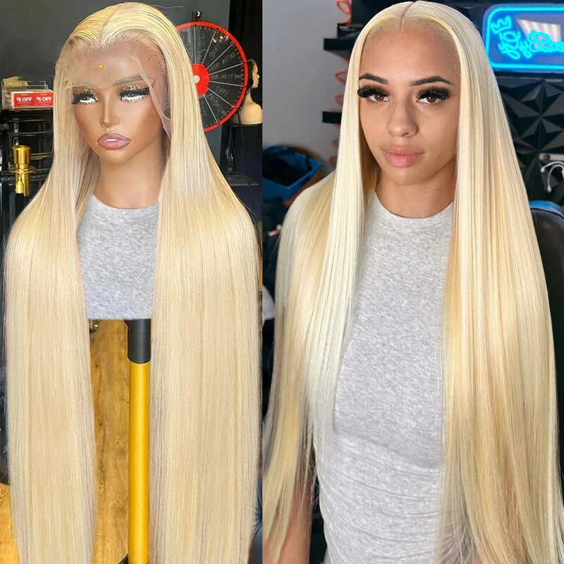 Honey Blonde Color Lace Front Human Hair Wigs for Women 613 HD Transparent Bone Straight Lace Frontal Wigs Brazilian Remy Hair