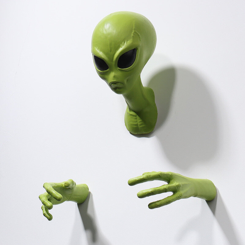 Zielony Obcy UFO Goitor 51, pozaziemny organizizm, potwór, gabinet, wisząca ozdoba ścienna, prezent dla miłośnika Sci-Fi