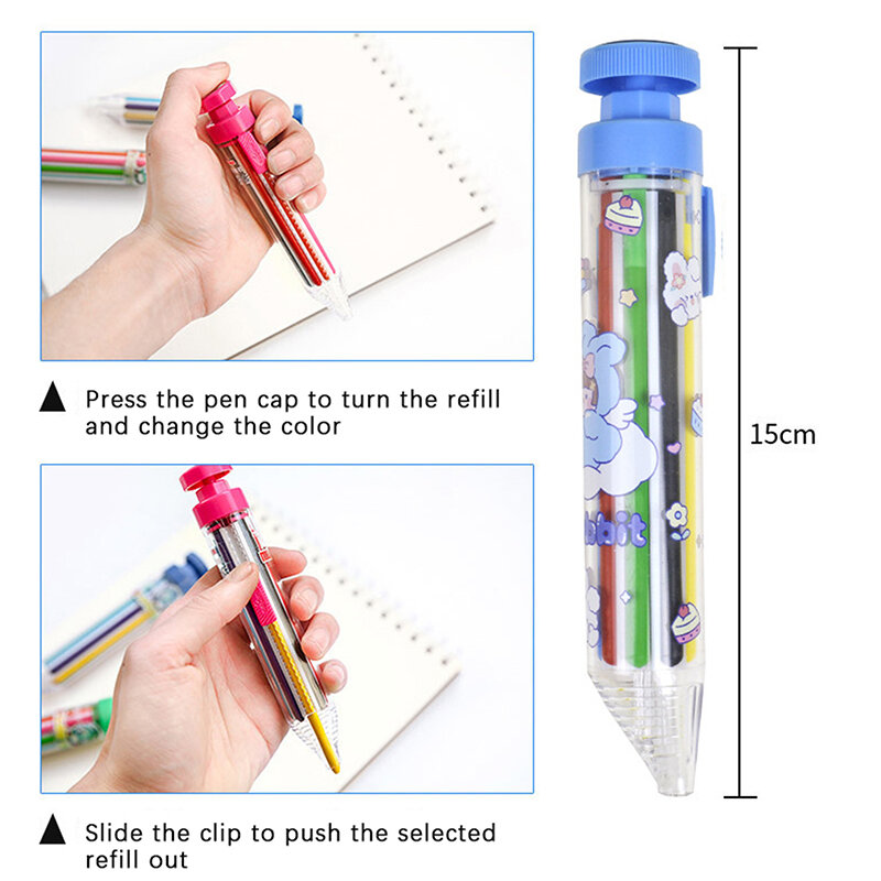 Crayon rotativo multicolor para crianças, fácil de transportar, Press-on Crayon, amplamente utilizado, grafite, pintura, 8 cores