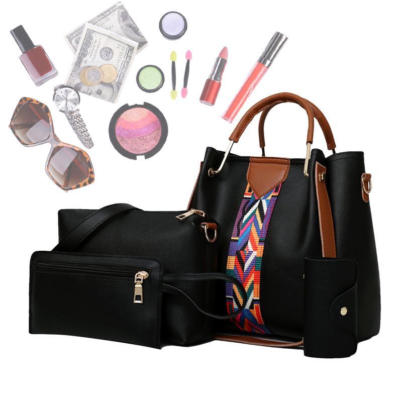 Woman Bag Fashion Four-Piece Shoulder Bag Set Messenger Bag Wallet Handbag Girls Purse