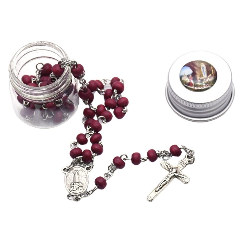 Collana con rosario con croce di perle profumate alla rosa Forniture per regali di meditazione in preghiera femminile 270F