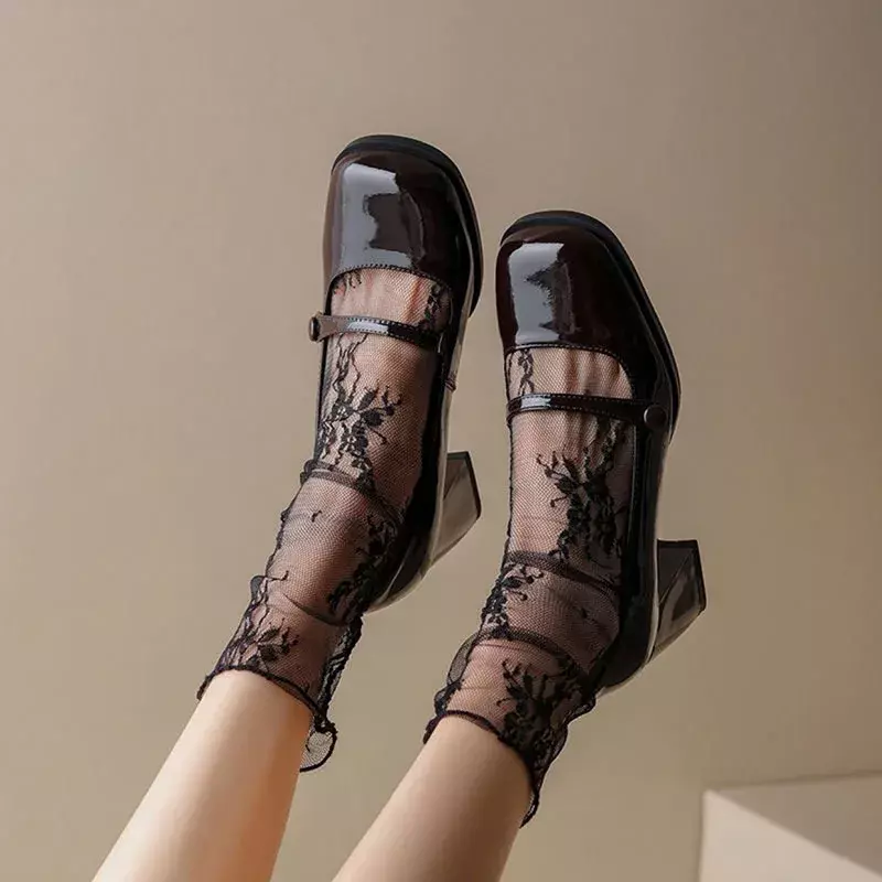 Женские Дышащие прозрачные кружевные носки в стиле Харадзюку с цветочным принтом милые сетчатые носки в сеточку мягкие забавные носки Чулочные изделия Sox