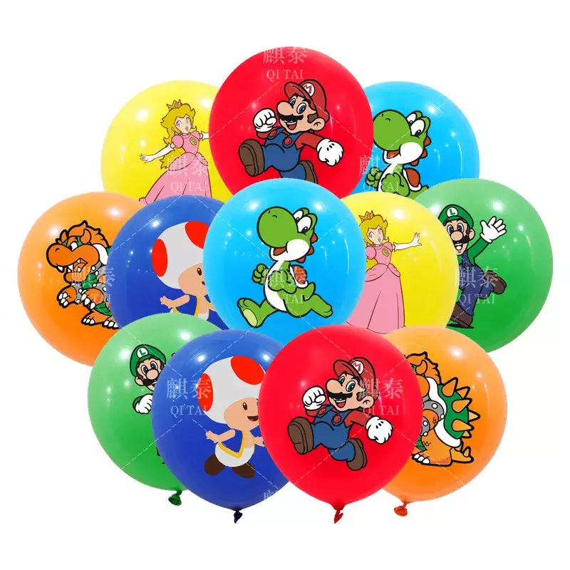 Super Mario Bros Verjaardagsfeestje Ballon Decoratie Set Kinderen Verjaardagsfeestje Benodigdheden Banners Vlag Trekken Cake Vlag Planten Cadeau
