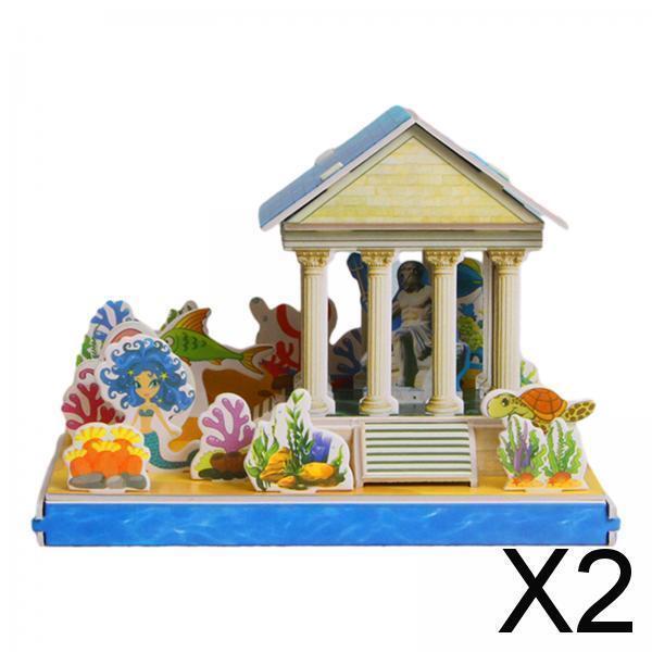 2 x3d Puzzle Building Model kit assemblaggio giocattolo da costruzione per natale