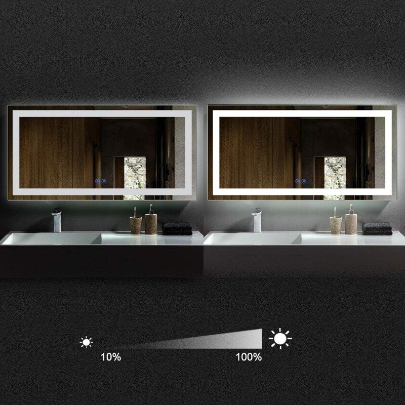 LED-Spiegel für Badezimmer, Kosmetik spiegel 48x24 Zoll Smart Mirror Badezimmer mit Anti-Fog & Dimmen Badezimmers piegel für die Wand