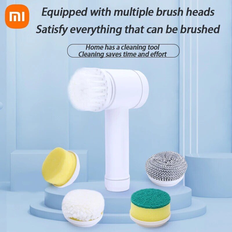 Xiaomi-Spin Scrubber Elétrico com 5 Escova Substituível, Escova de Limpeza Elétrica, Portátil, Recarregável, Chuveiro
