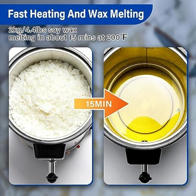 TCFUNDY Wax Melter Candle Making, 8 Qts Electric Wax Melting Pot  Pour Spout Temperature Controller, Digital Temperature Display