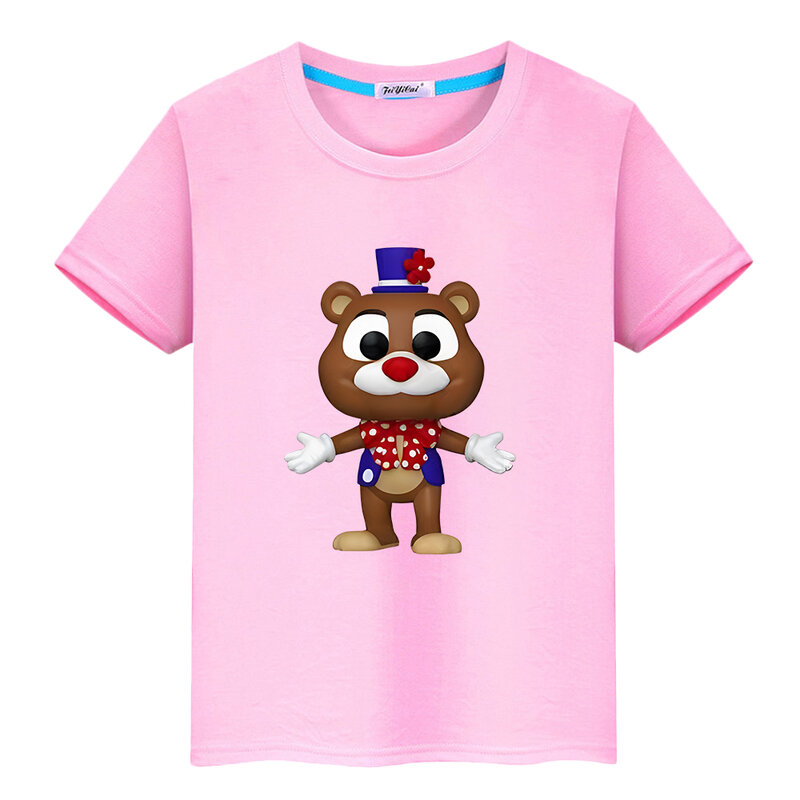 FNAF 프린트 100% 코튼 티셔츠, 캐주얼 짧은 소년 소녀 애니메이션 티, 여름 어린이 휴가 선물, 곰 토끼 게임, 카와이 상의, y2k 의류