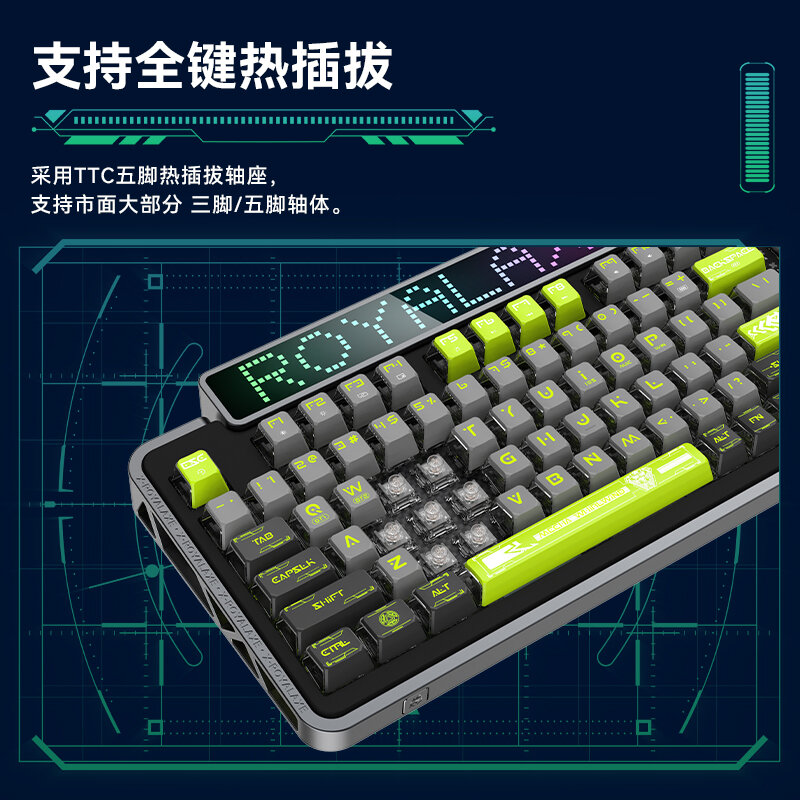 XL98 Keyboard mekanik Bluetooth nirkabel, tiga Mode RGB efek cahaya dinamis kunci penuh Keyboard Gaming Esports dapat ditukar