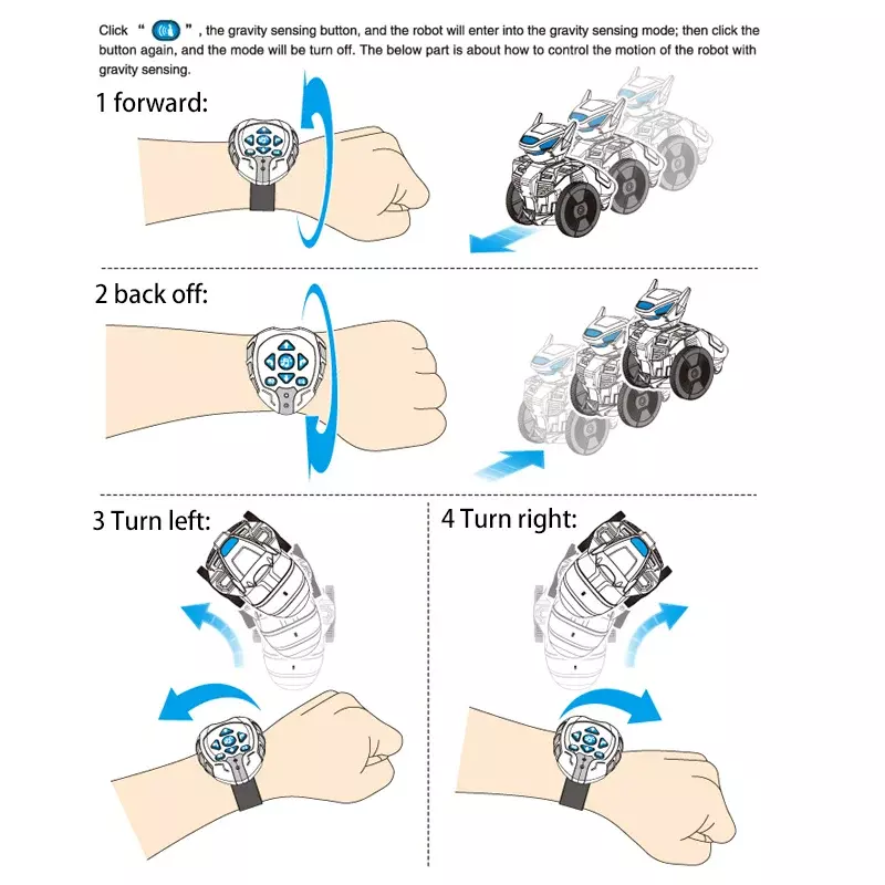 Gravity Sensing Watch Rc Wireless 2.4G Remote Control Intelligent Robot Children's Toys for Boys and Girls DIY Gift