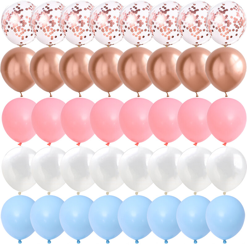 40PCS 10/12inch Rose Gold Pink Balloons Gender Reveal Wedding Valentine's Day Baby Shower Birthday Globos Party Decorations