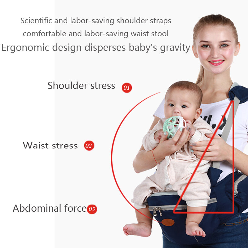 Gendongan bayi, dengan dudukan pinggul ergonomis bayi baru lahir anak-anak multi-fungsi tali selempang katun kursi pinggang bayi 0-36M