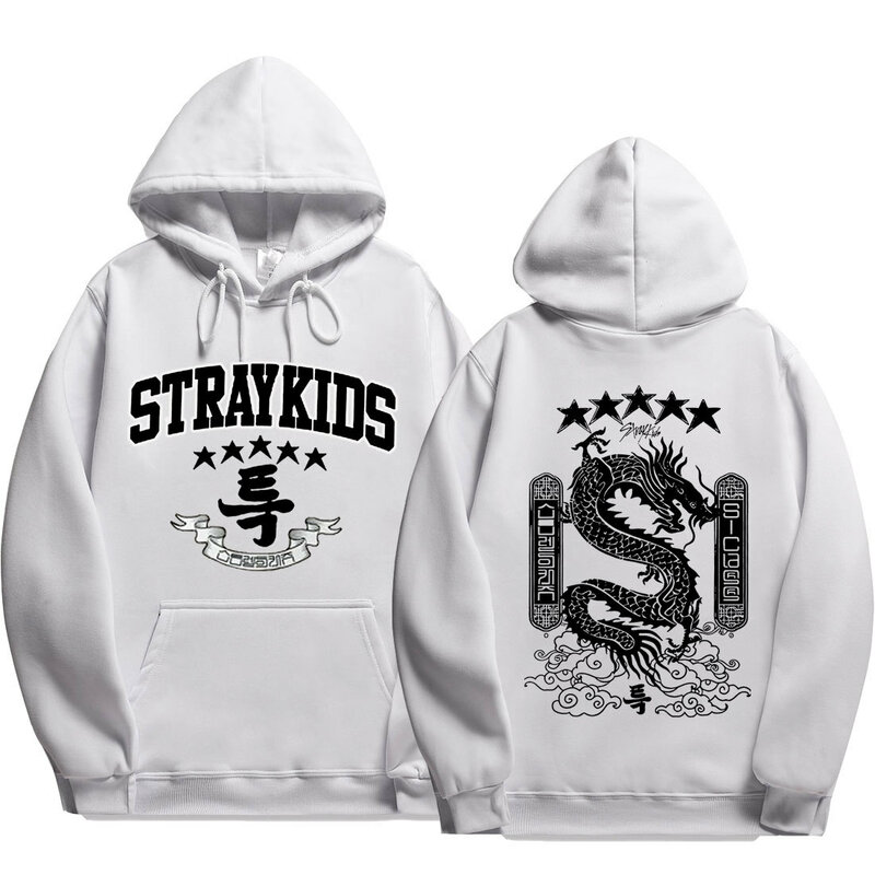 Stray Kids Men's And Women's Plus Size Hooded Sweatshirt, Five-star Dragon Pattern Streetwear Hip-hop Style Y2K Unisex Hoodie