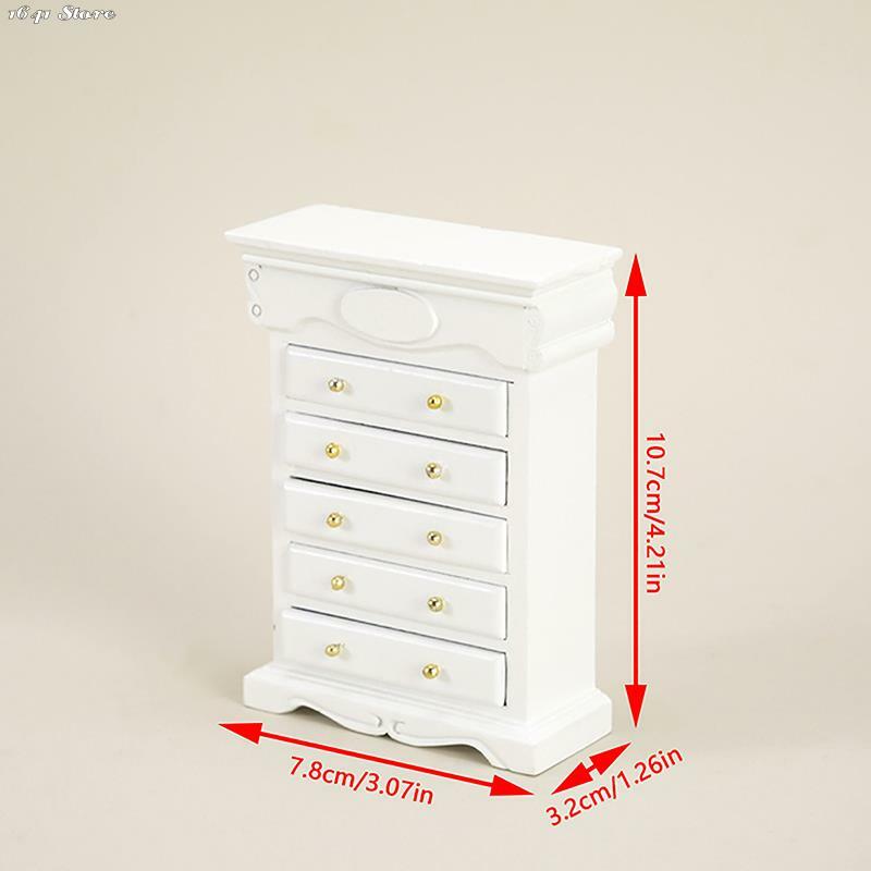 1 buah 1/12 kabinet penyimpanan rumah boneka miniatur laci Model kabinet rumah boneka aksesoris dekorasi furnitur