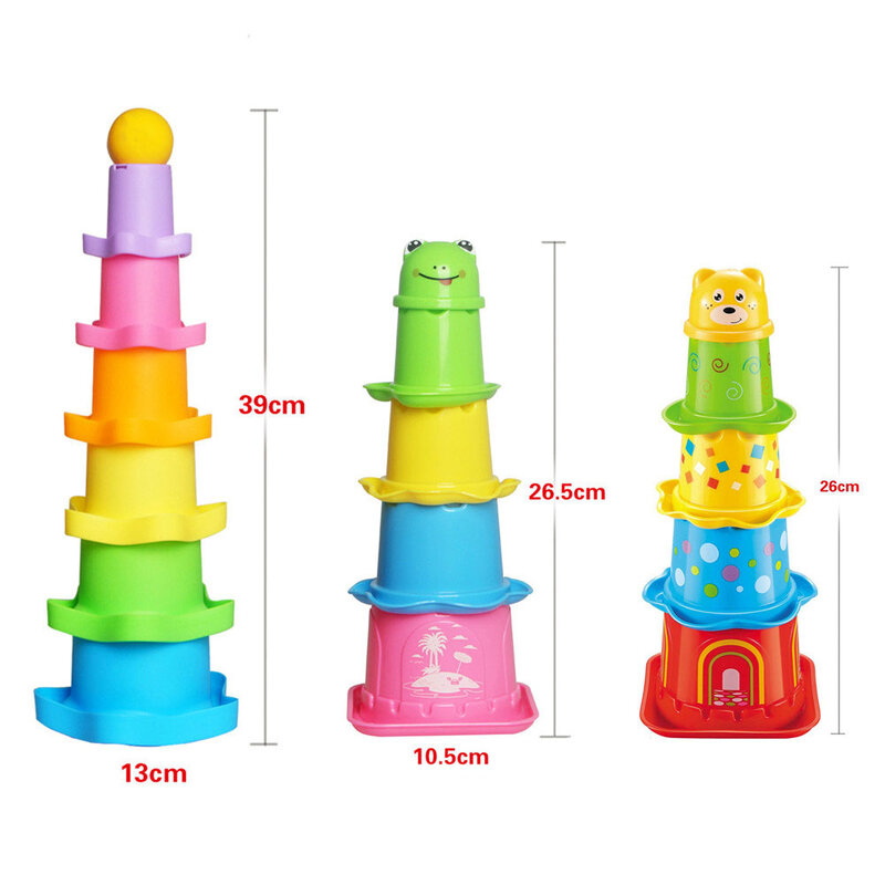 2/3PCS Fun Stacking Cups Toy children's Educational Cartoon Animals Stacks Beach Playing Bathing Toys regalo di compleanno per bambini