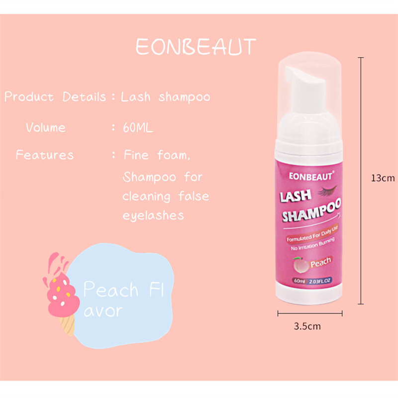 Lash Shampoo Mousse 60ml Eyelash Extension False Eyelashes Glue Cleaning Foam Pump Design No Stimulation Makeup Tool Accessories