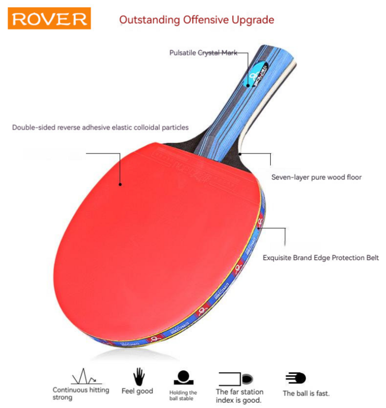 2PCS Ping Pong Racket Table Tennis Beginners 3 Star Training Set Pimples-in Horizontal racket Rubber Hight Quality Blade Bat
