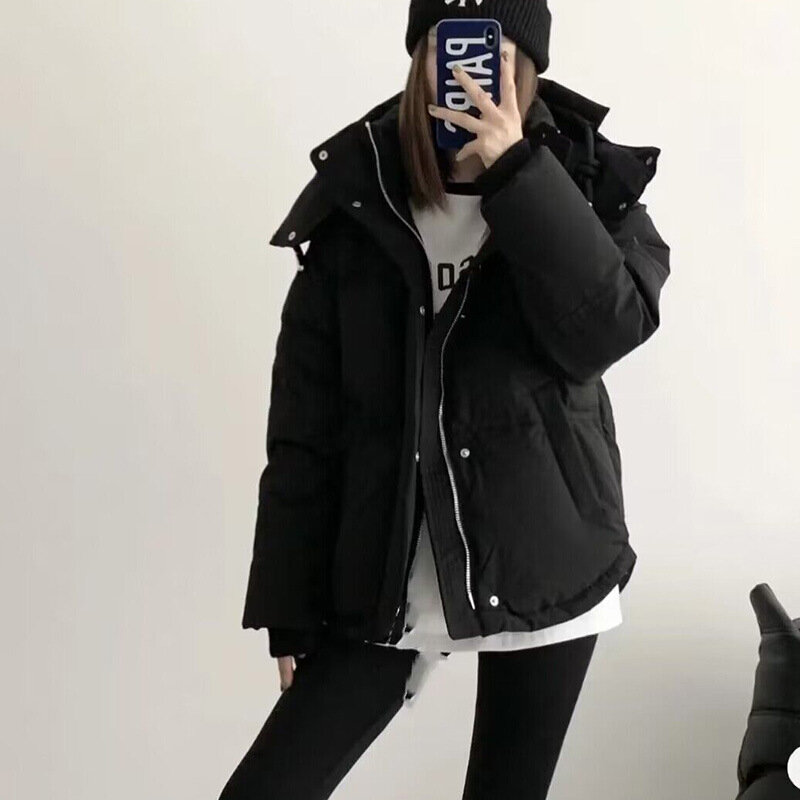 Новинка 2023, зимнее свободное хлопковое пальто в Корейском стиле, утепленное повседневное пуховое пальто из хлопка, модная куртка