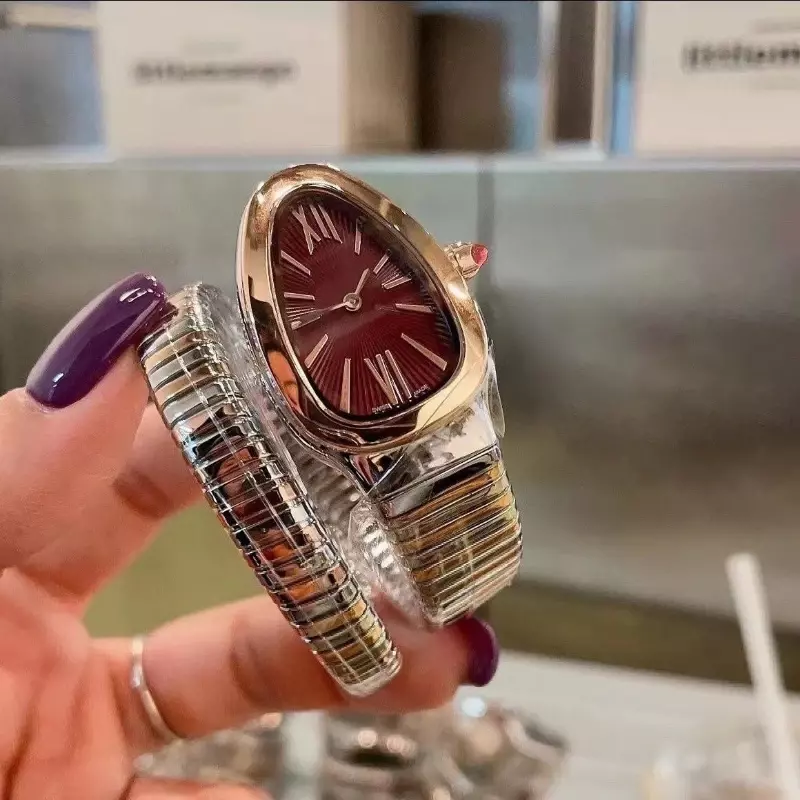 Модные женские кварцевые часы со змеиным ремешком, модные Универсальные часы с точным стальным браслетом