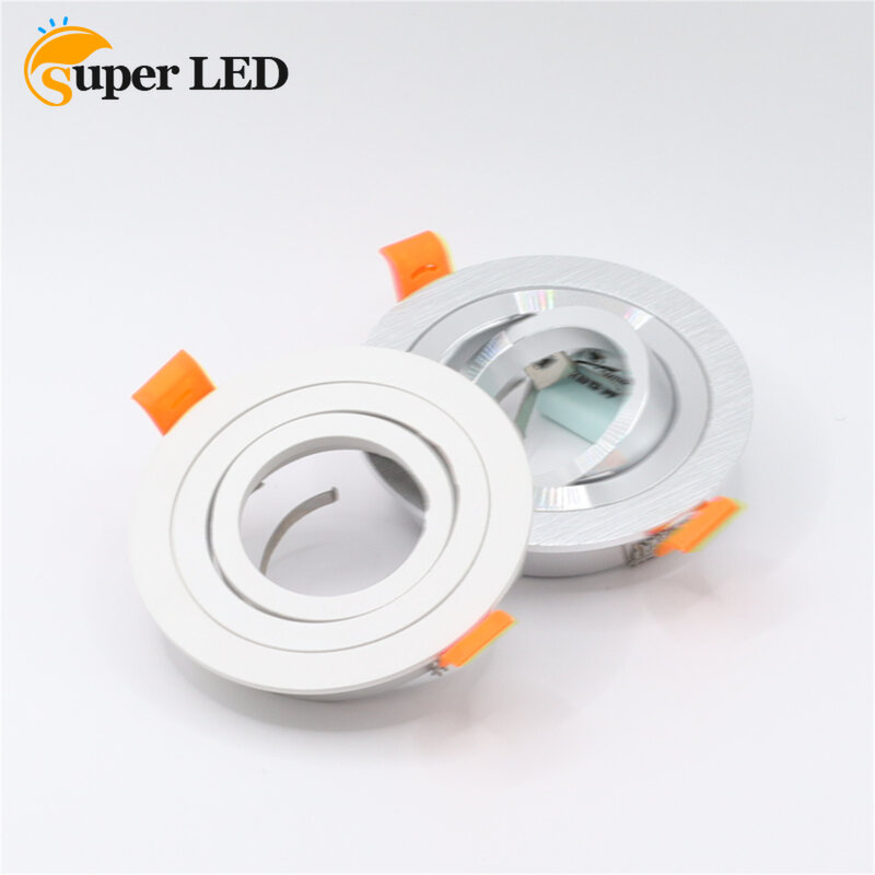 Aluminiowy uchwyt U okrągłe wpuszczone oprawa sufitowa regulowana rama MR16 GU10 uchwyt żarówki do oświetlenia LED