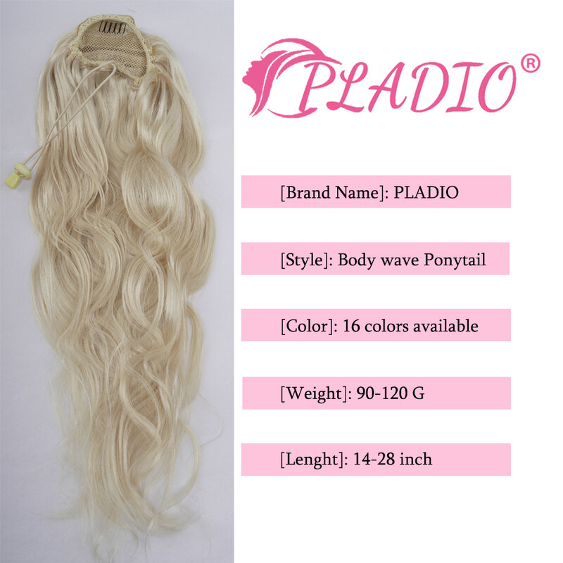 Extensiones de cabello humano con Clip para mujer, coleta con cordón, onda corporal, cabello Remy brasileño, alta calidad