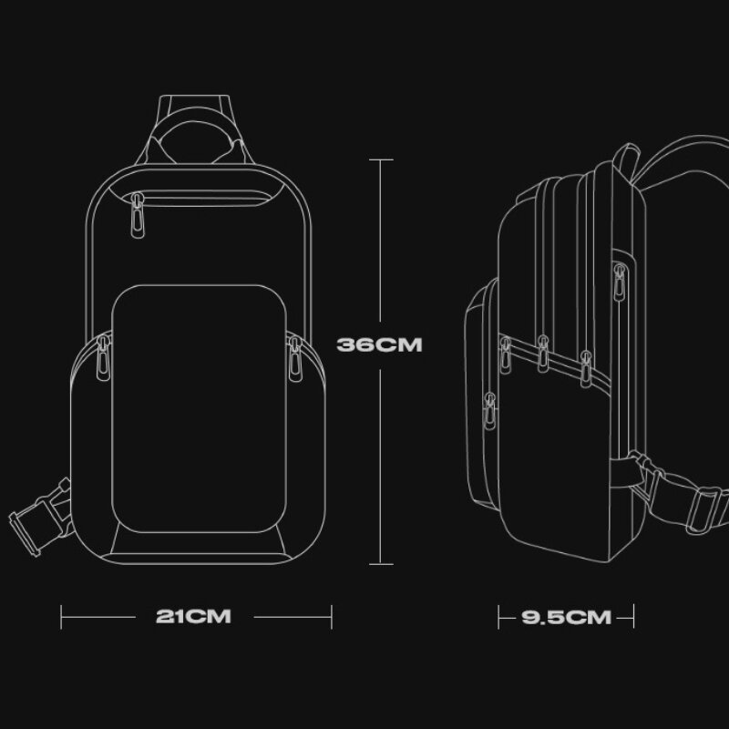 Chihage tas selempang pria, tas dada komuter kapasitas besar tas bahu kasual olahraga luar ruangan mode