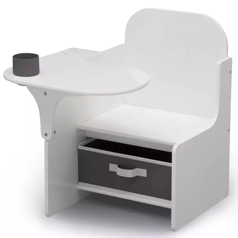 Classic Chair Desk With Storage Bin,  White