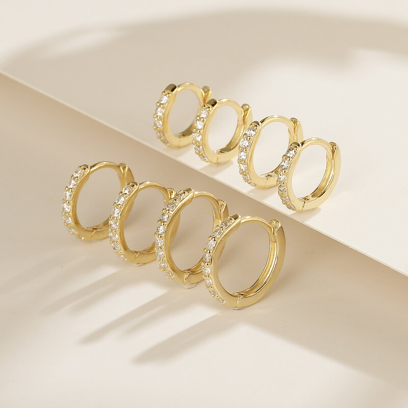 CANNER Anting-Anting Simpai Perak Murni 925 Asli untuk Wanita Anting-Anting Lingkaran Bulat Anting-Anting Tindik Zircon Perhiasan Tren Pribadi