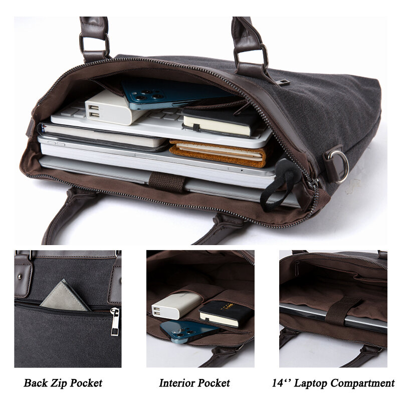 Men Canvas Business Messenger Bags for Men Shoulder Bag Vintage Crossbody Luxury Fashion High Quality Briefcase Men Handbag