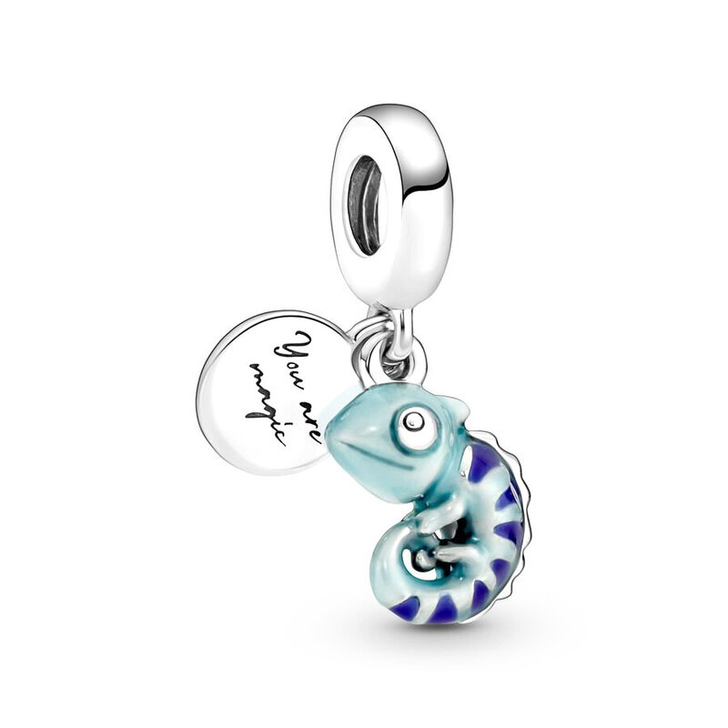 925 Sterling Silver Blue Bead Color-change Chameleon Octopus Fish Turtle ciondola Charm Fit Original Pandora bracciale Jewelry