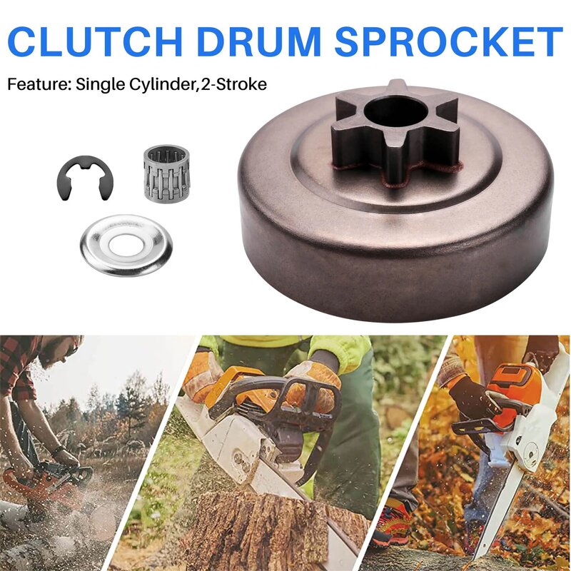 3/8 6T Clutch Drum Sprocket Washer E-Clip Kit For Stihl Chainsaw 017 018 021 023 025 Ms170 Ms180 Ms210 Ms230 Ms250 1123