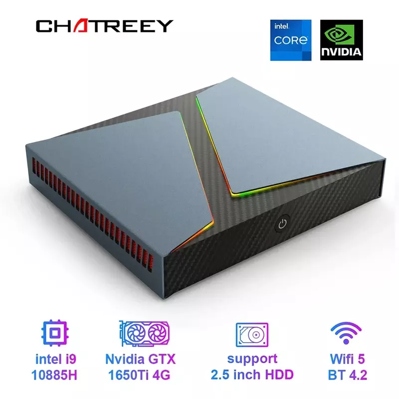 Chatreey G1 Mini PC Gamer Intel i9 10885H 8 Cores with Nvidia GTX1650 4G Graphics Windows 11 Gaming Desktop Computer
