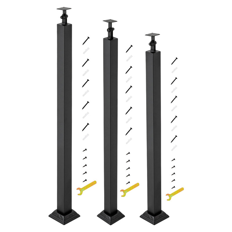 Stair Balusters Post Stepladder Railing Spindles With Flat & Adjustable 270° Angle Bracket 75cm/85cm/90cm