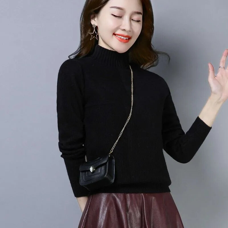 Autumn Winter Sweater Turtleneck Slim Fit Basic Pullovers 2023 Fashion Korean Knit Tops Bottoming Womens Sweater Stretch Jumpers