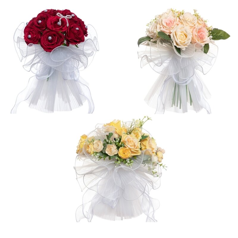 Ramo rosas artificiales para boda, adornos flores simulación, decoración para arreglo floral boda, envío directo