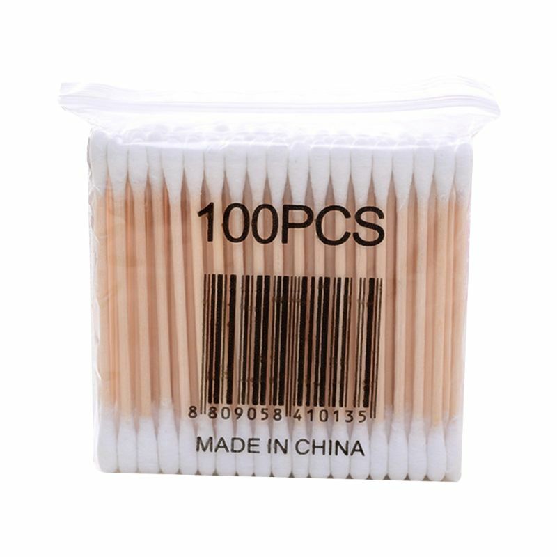 E1YE 1 Pack Wooden Cotton Swabs Double-Tipped Multipurpose Safety Nose Ear Cleaning B