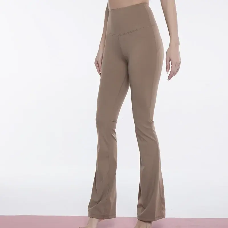 Pantaloni svasati da yoga larghi a vita alta LU per pantaloni sportivi da esterno elasticizzati in nylon fitness da donna