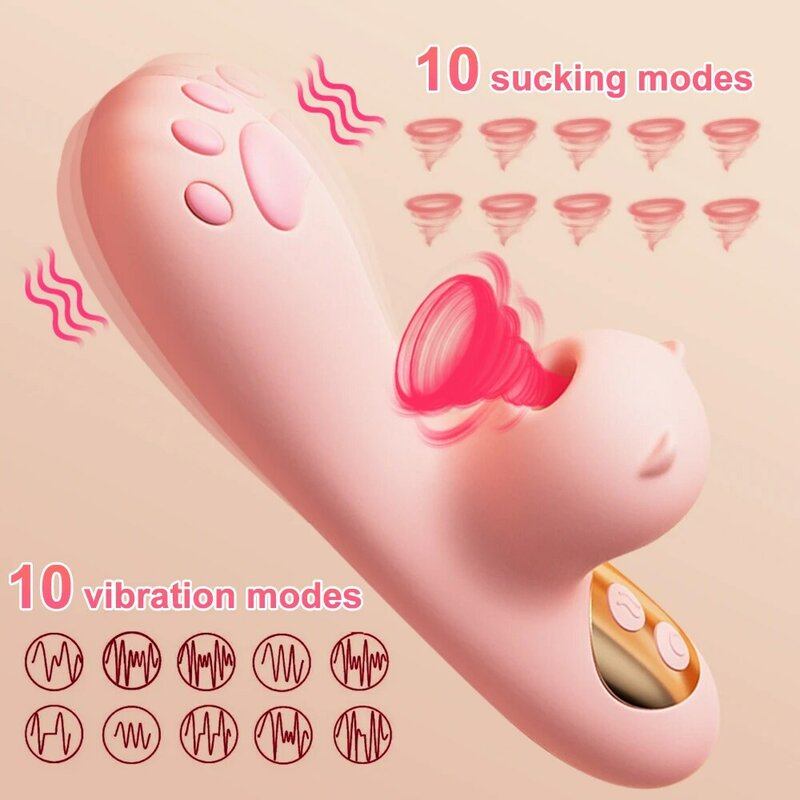 Sucking Dildo Vibrator Soft Silicone Clitoral Blowjob G-Spot Vagina Stimulator Sex Toy for Women Masturbator Adult 18+