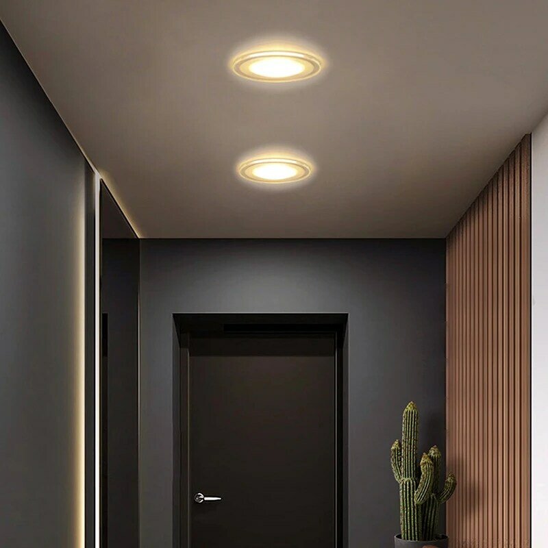 ไฟดาวน์ไลท์ LED แบบเปลี่ยนสีได้3สี5W, โคมไฟเพดานกลมสีโทนอบอุ่น/ธรรมชาติ/แสงไฟสปอตไลท์สำหรับห้องนั่งเล่นสีขาวเย็น